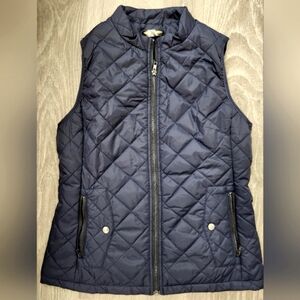 Navy Quilted Vest with Zipper Pockets. Sz S. NEVER WORN